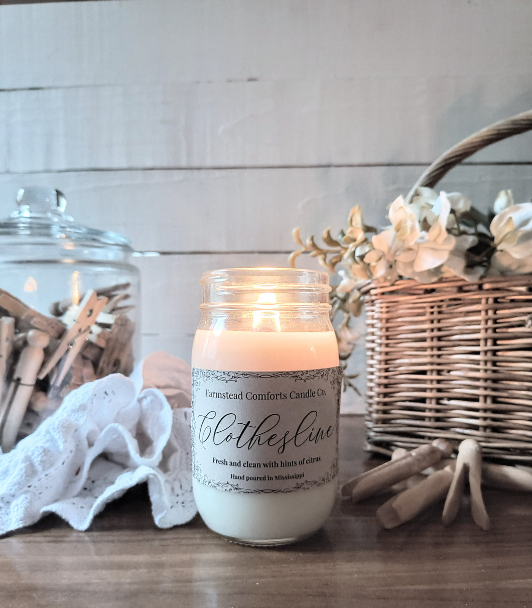 Clothesline candle